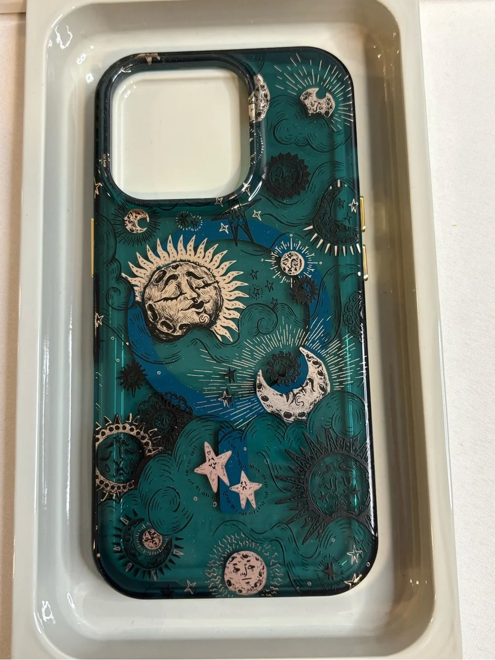 Heyday Green Celestial Patterned MagSafe Back Case for Apple iPhone 16 Pro